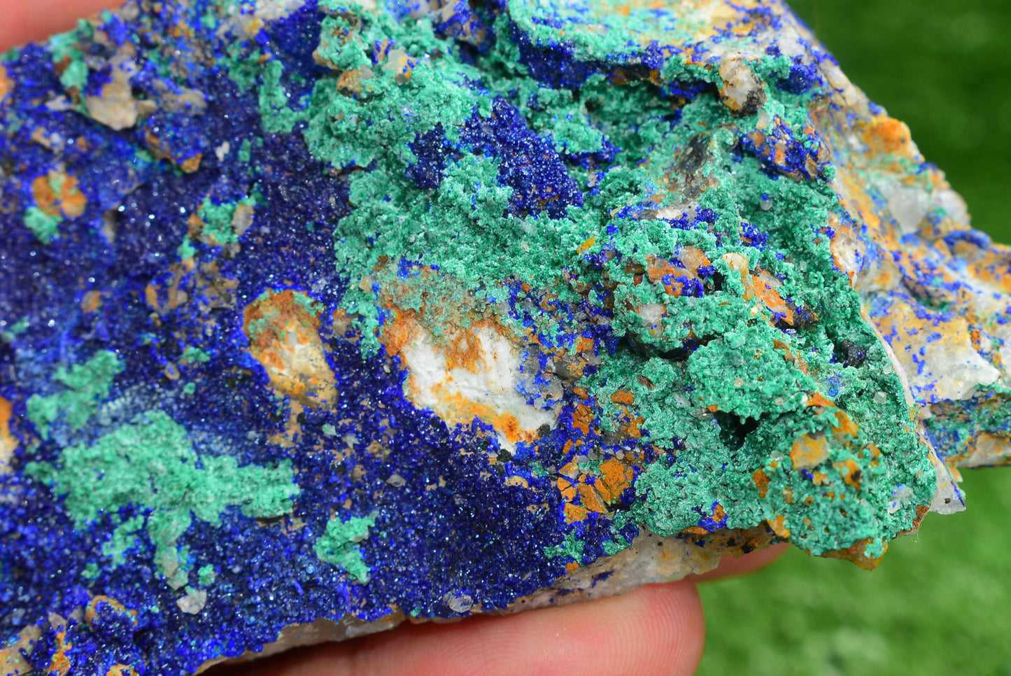 Azurite over Malachite Crystal from Morocco - Freeform Cluster Shape, Natural and Genuine - MeteoriteNwa.com