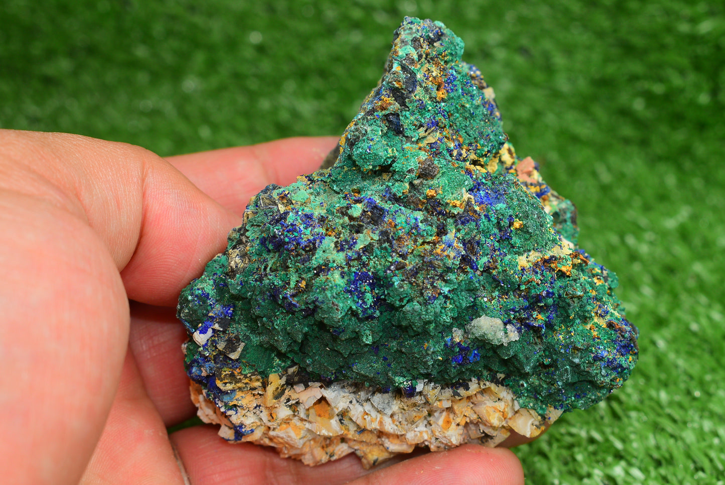 Azurite over Malachite Crystal from Morocco - Freeform Cluster Shape, Natural and Genuine - MeteoriteNwa.com