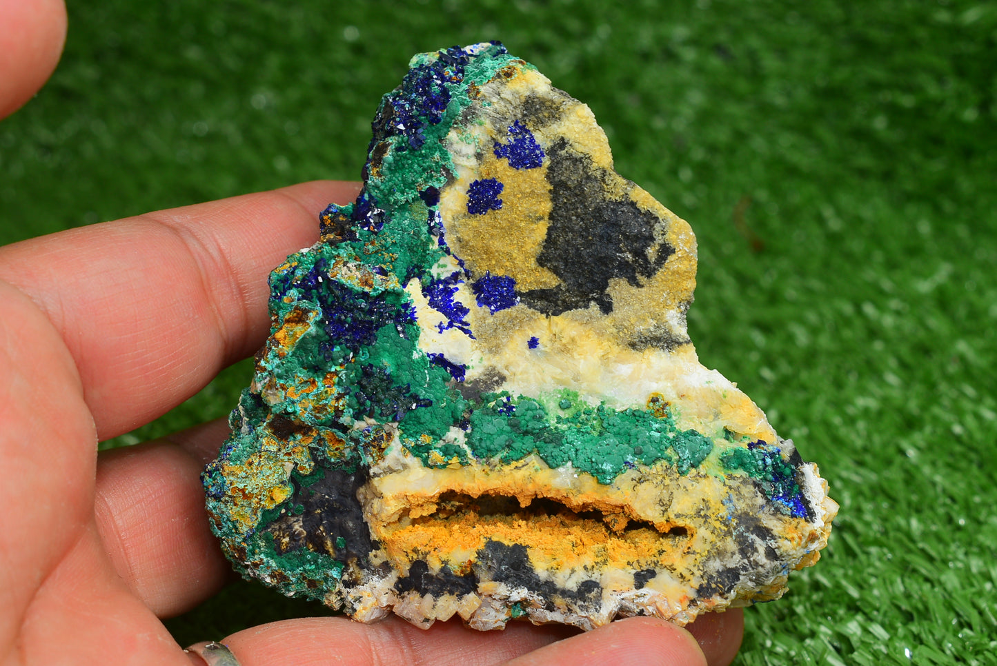 Azurite over Malachite Crystal from Morocco - Freeform Cluster Shape, Natural and Genuine - MeteoriteNwa.com