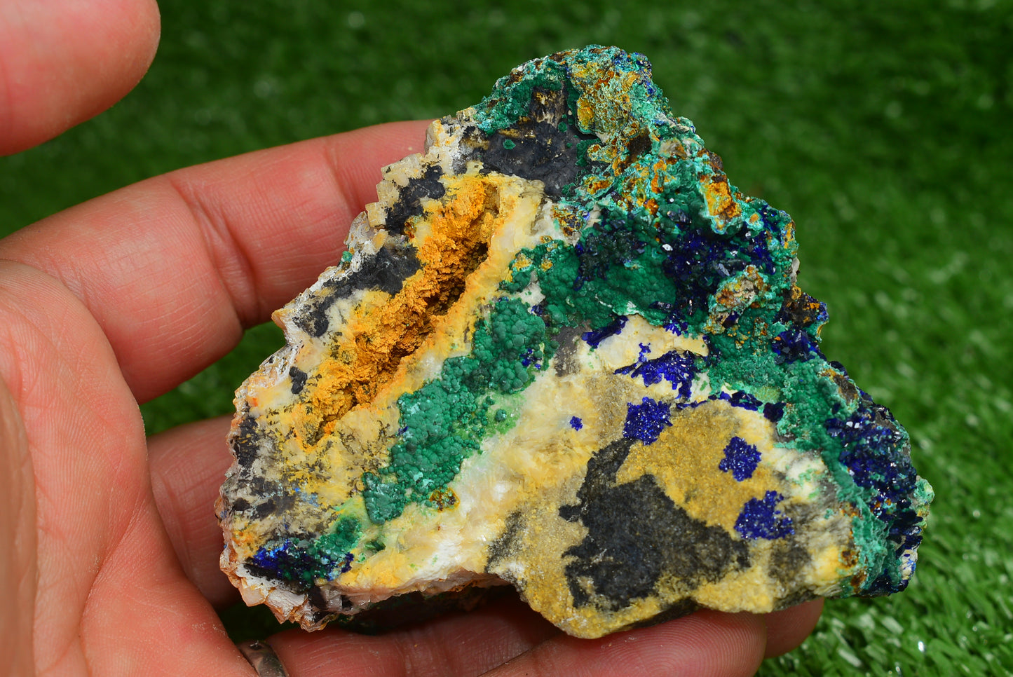 Azurite over Malachite Crystal from Morocco - Freeform Cluster Shape, Natural and Genuine - MeteoriteNwa.com