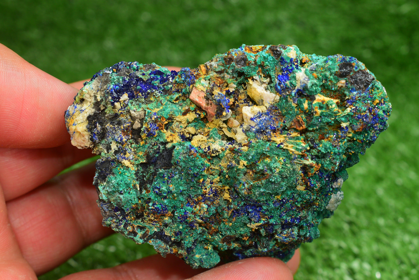 Azurite over Malachite Crystal from Morocco - Freeform Cluster Shape, Natural and Genuine - MeteoriteNwa.com