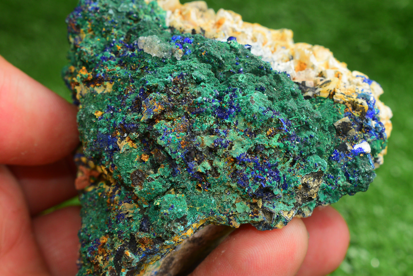 Azurite over Malachite Crystal from Morocco - Freeform Cluster Shape, Natural and Genuine - MeteoriteNwa.com