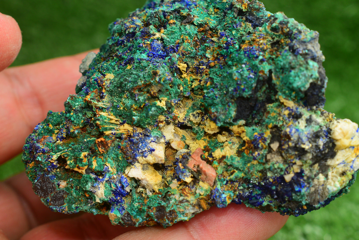 Azurite over Malachite Crystal from Morocco - Freeform Cluster Shape, Natural and Genuine - MeteoriteNwa.com