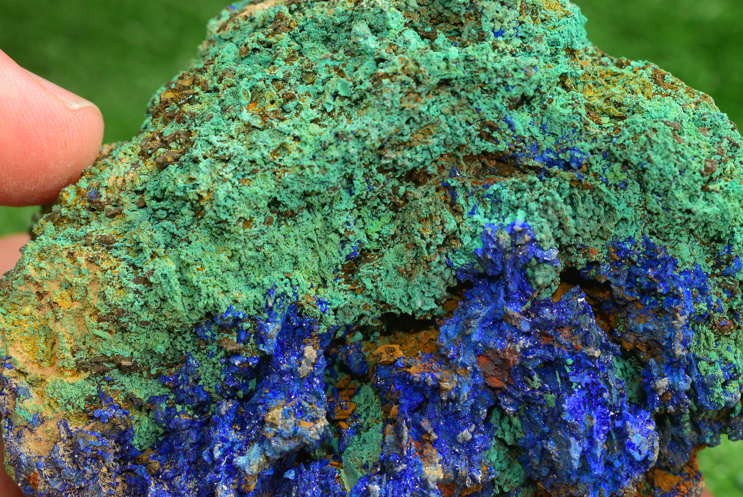 Azurite over Malachite Crystal from Morocco - Freeform Cluster Shape, Natural and Genuine - MeteoriteNwa.com