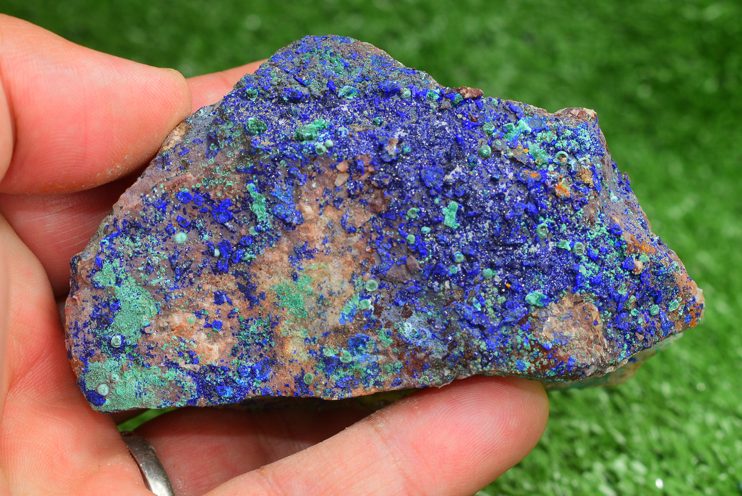 Azurite over Malachite Crystal from Morocco - Freeform Cluster Shape, Natural and Genuine - MeteoriteNwa.com