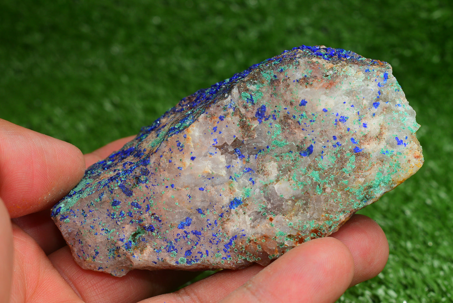 Azurite over Malachite Crystal from Morocco - Freeform Cluster Shape, Natural and Genuine - MeteoriteNwa.com