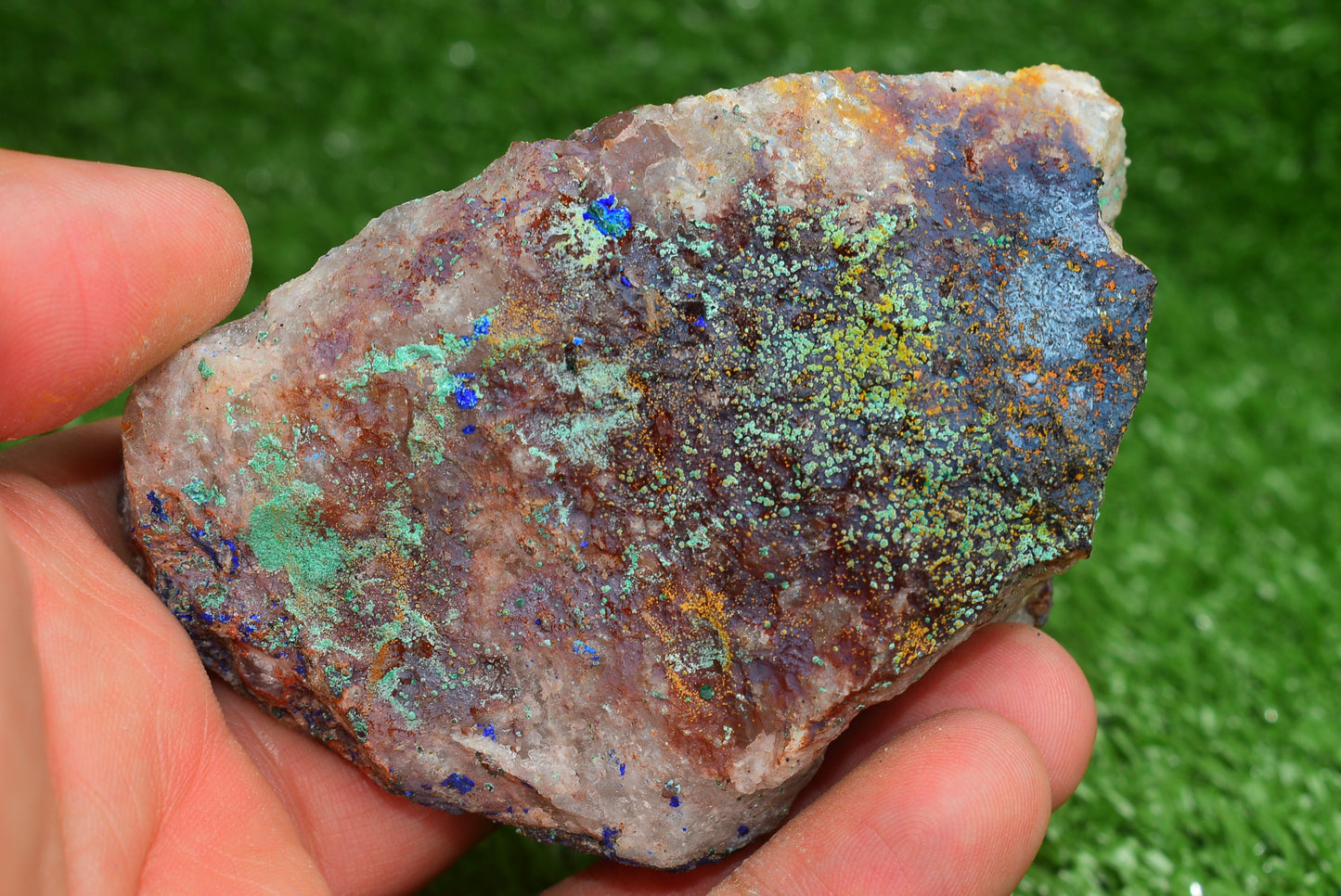 Azurite over Malachite Crystal from Morocco - Freeform Cluster Shape, Natural and Genuine - MeteoriteNwa.com