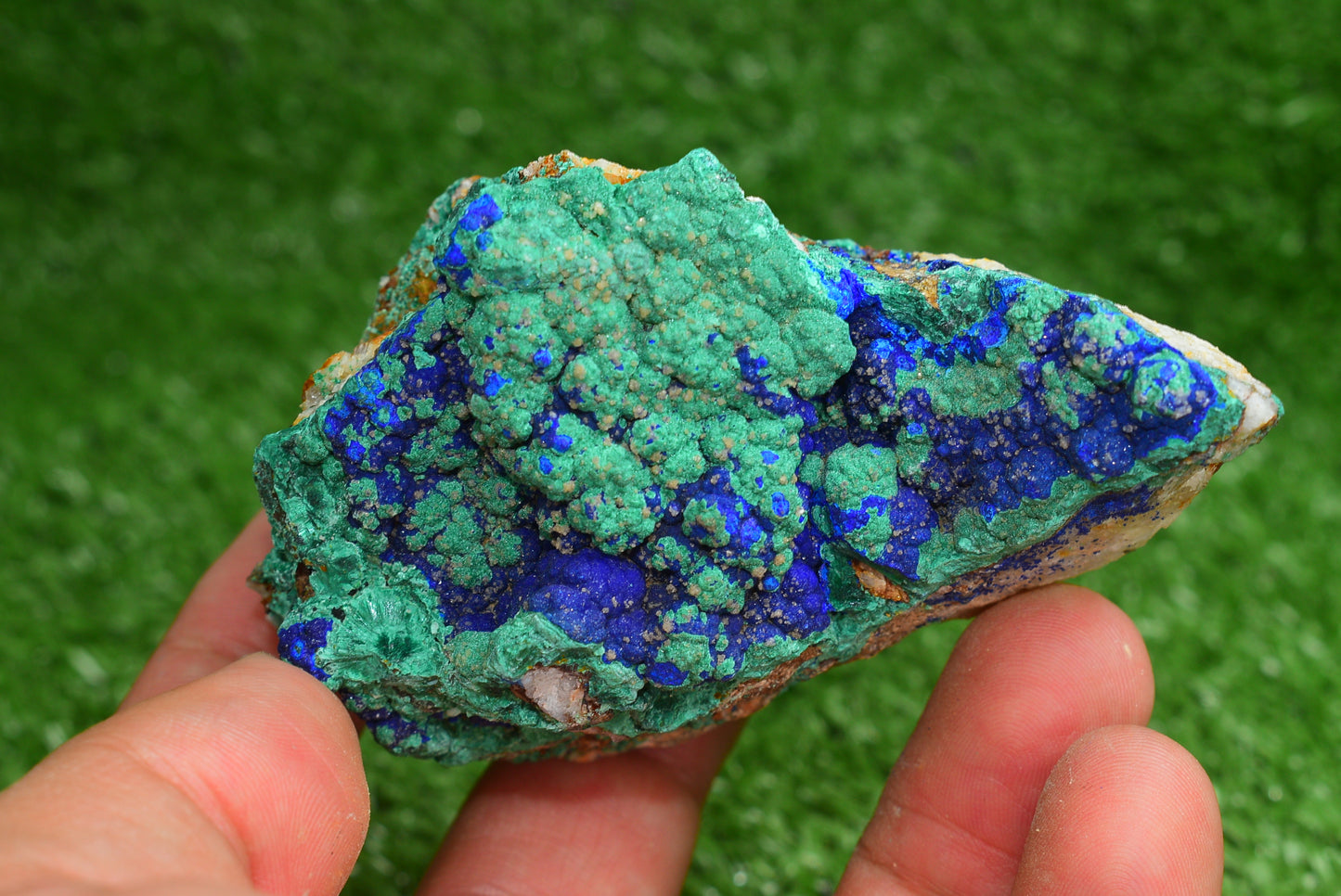 Azurite over Malachite Crystal from Morocco - Freeform Cluster Shape, Natural and Genuine - MeteoriteNwa.com