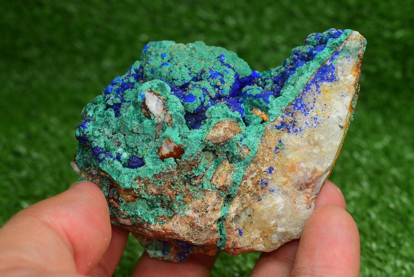 Azurite over Malachite Crystal from Morocco - Freeform Cluster Shape, Natural and Genuine - MeteoriteNwa.com