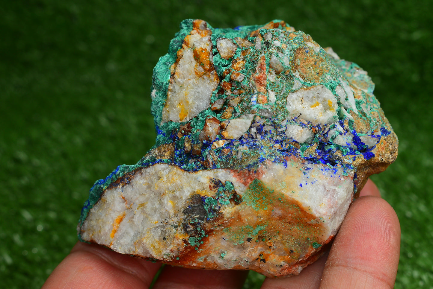Azurite over Malachite Crystal from Morocco - Freeform Cluster Shape, Natural and Genuine - MeteoriteNwa.com