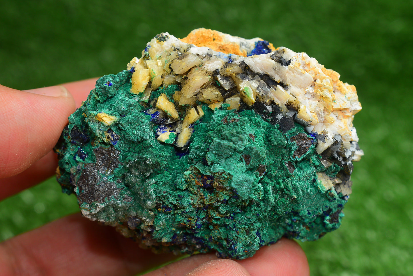 Azurite over Malachite Crystal from Morocco - Freeform Cluster Shape, Natural and Genuine - MeteoriteNwa.com