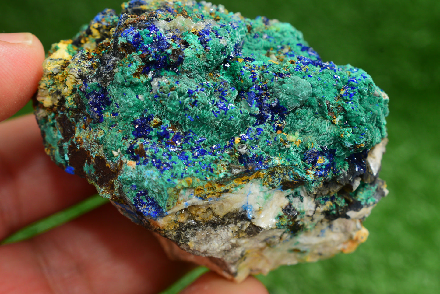 Azurite over Malachite Crystal from Morocco - Freeform Cluster Shape, Natural and Genuine - MeteoriteNwa.com