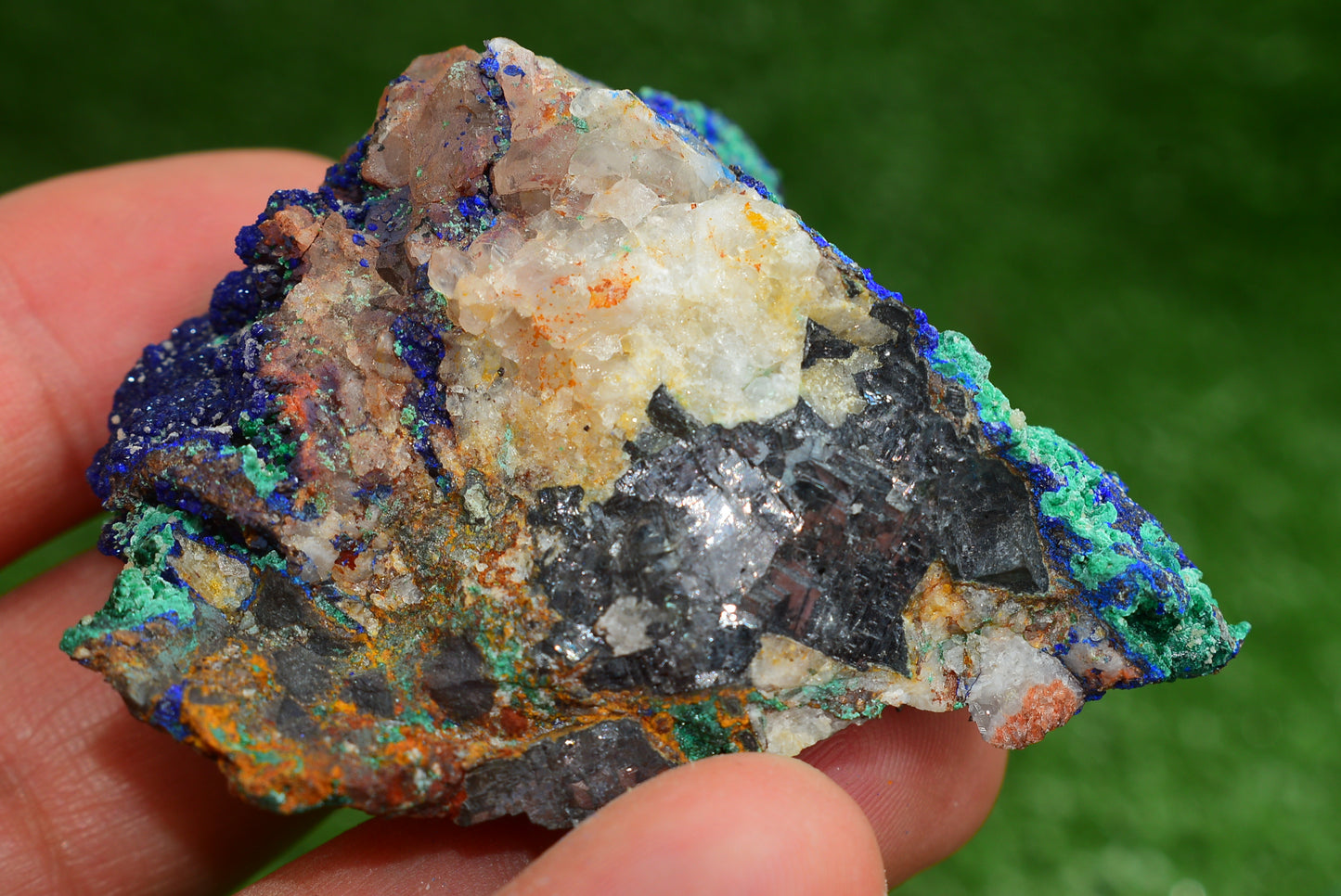 Azurite over Malachite Crystal from Morocco - Freeform Cluster Shape, Natural and Genuine - MeteoriteNwa.com