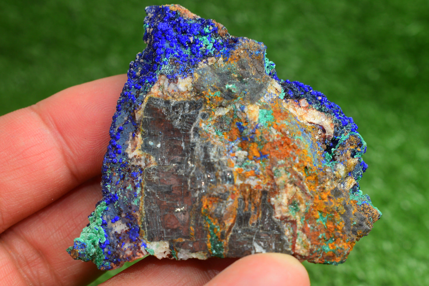 Azurite over Malachite Crystal from Morocco - Freeform Cluster Shape, Natural and Genuine - MeteoriteNwa.com