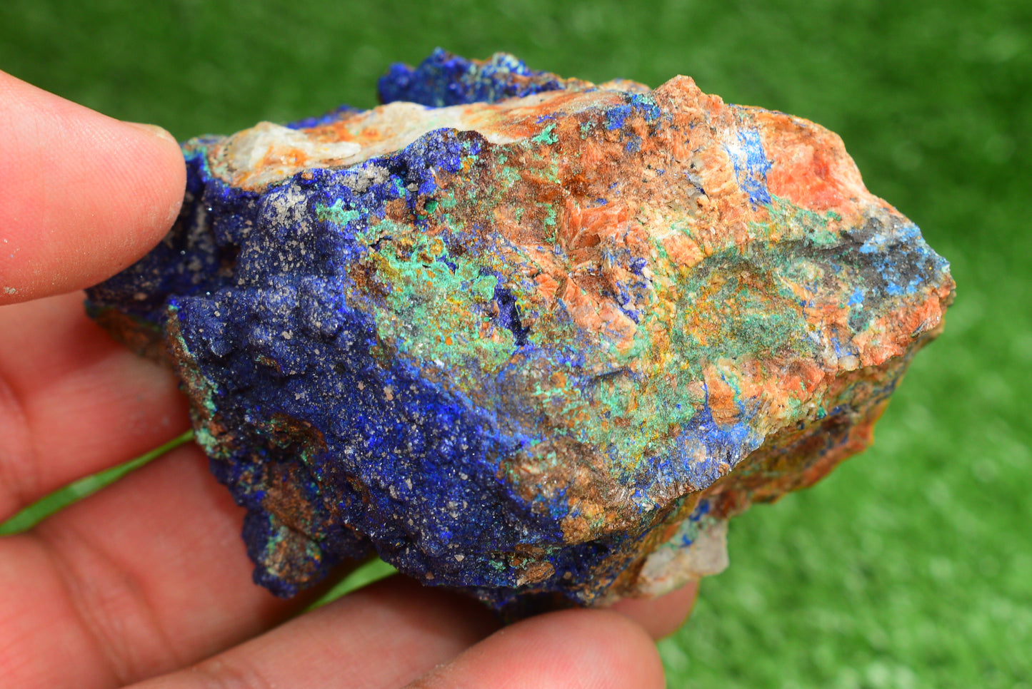 Azurite over Malachite Crystal from Morocco - Freeform Cluster Shape, Natural and Genuine - MeteoriteNwa.com