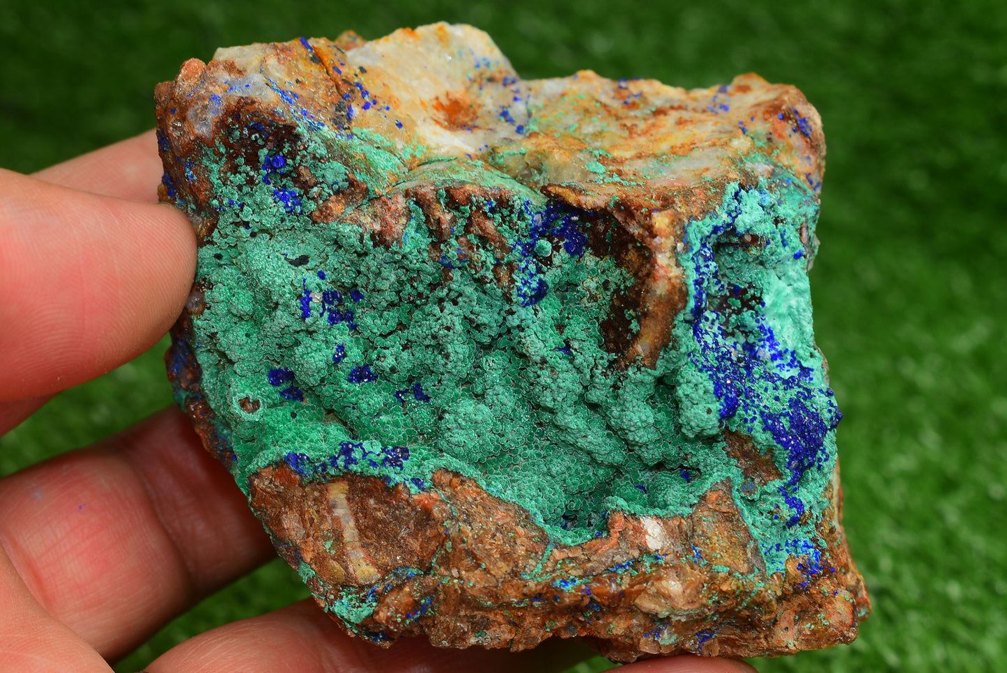 Azurite over Malachite Crystal from Morocco - Freeform Cluster Shape, Natural and Genuine - MeteoriteNwa.com