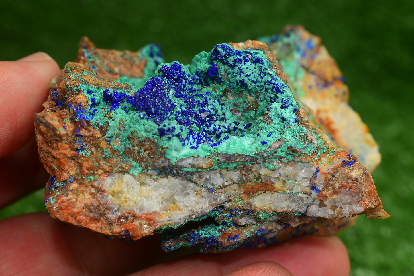 Azurite over Malachite Crystal from Morocco - Freeform Cluster Shape, Natural and Genuine - MeteoriteNwa.com
