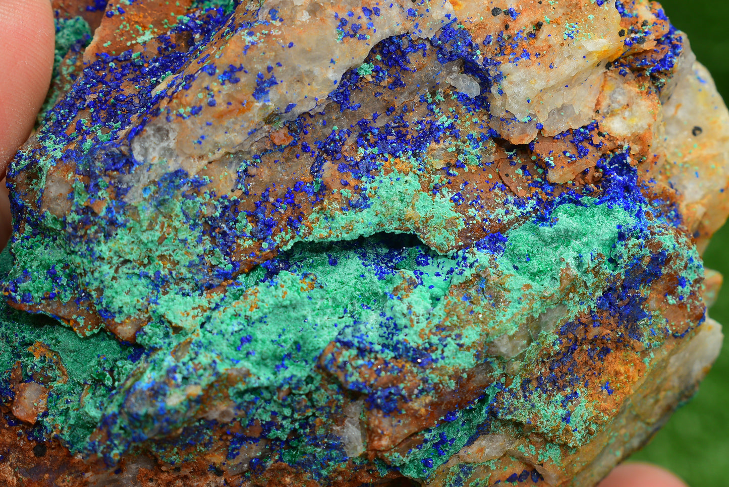 Azurite over Malachite Crystal from Morocco - Freeform Cluster Shape, Natural and Genuine - MeteoriteNwa.com