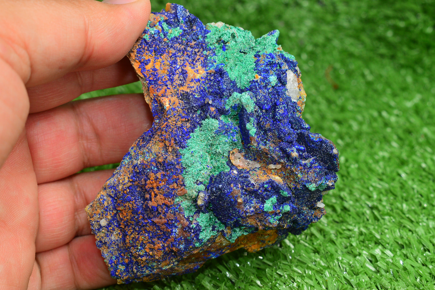 Azurite over Malachite Crystal from Morocco - Freeform Cluster Shape, Natural and Genuine - MeteoriteNwa.com