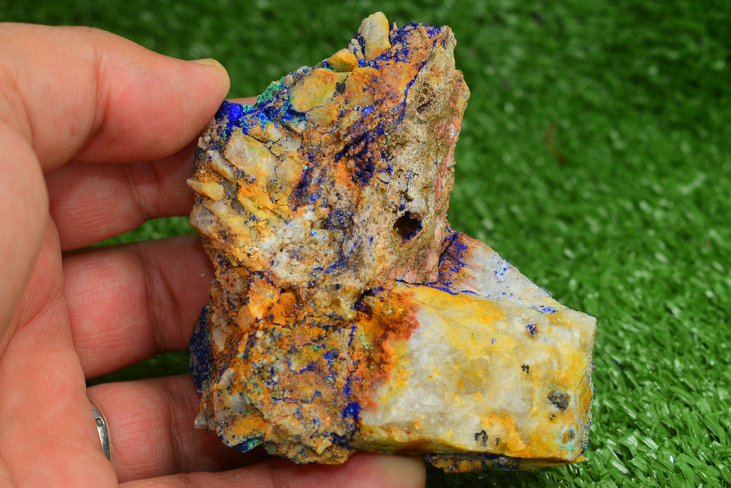 Azurite over Malachite Crystal from Morocco - Freeform Cluster Shape, Natural and Genuine - MeteoriteNwa.com