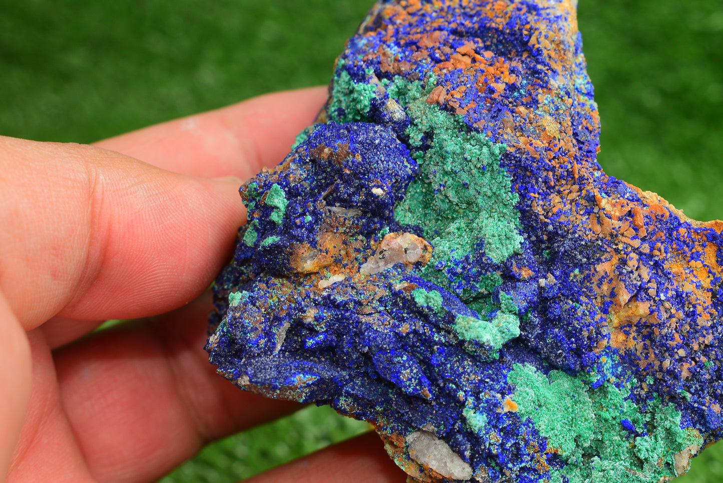 Azurite over Malachite Crystal from Morocco - Freeform Cluster Shape, Natural and Genuine - MeteoriteNwa.com