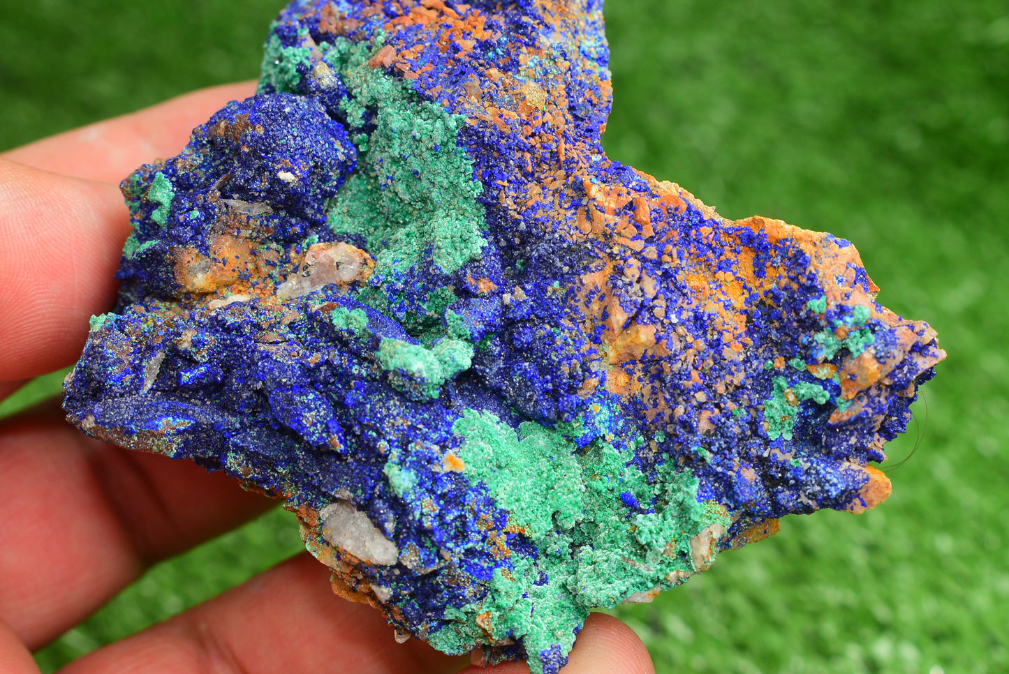 Azurite over Malachite Crystal from Morocco - Freeform Cluster Shape, Natural and Genuine - MeteoriteNwa.com