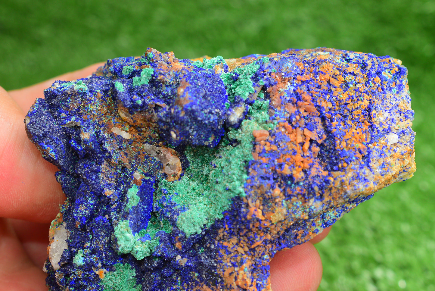 Azurite over Malachite Crystal from Morocco - Freeform Cluster Shape, Natural and Genuine - MeteoriteNwa.com