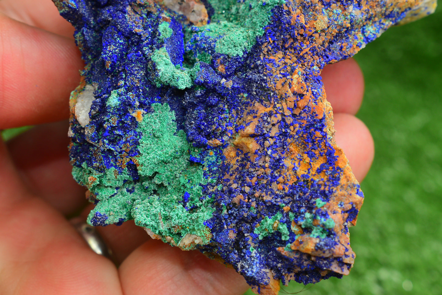 Azurite over Malachite Crystal from Morocco - Freeform Cluster Shape, Natural and Genuine - MeteoriteNwa.com