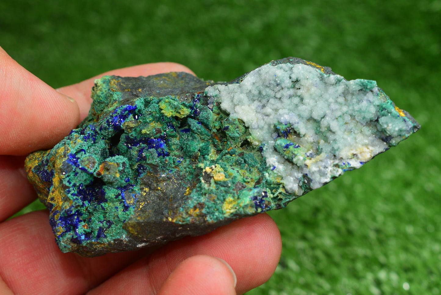 Azurite over Malachite Crystal from Morocco - Freeform Cluster Shape, Natural and Genuine - MeteoriteNwa.com