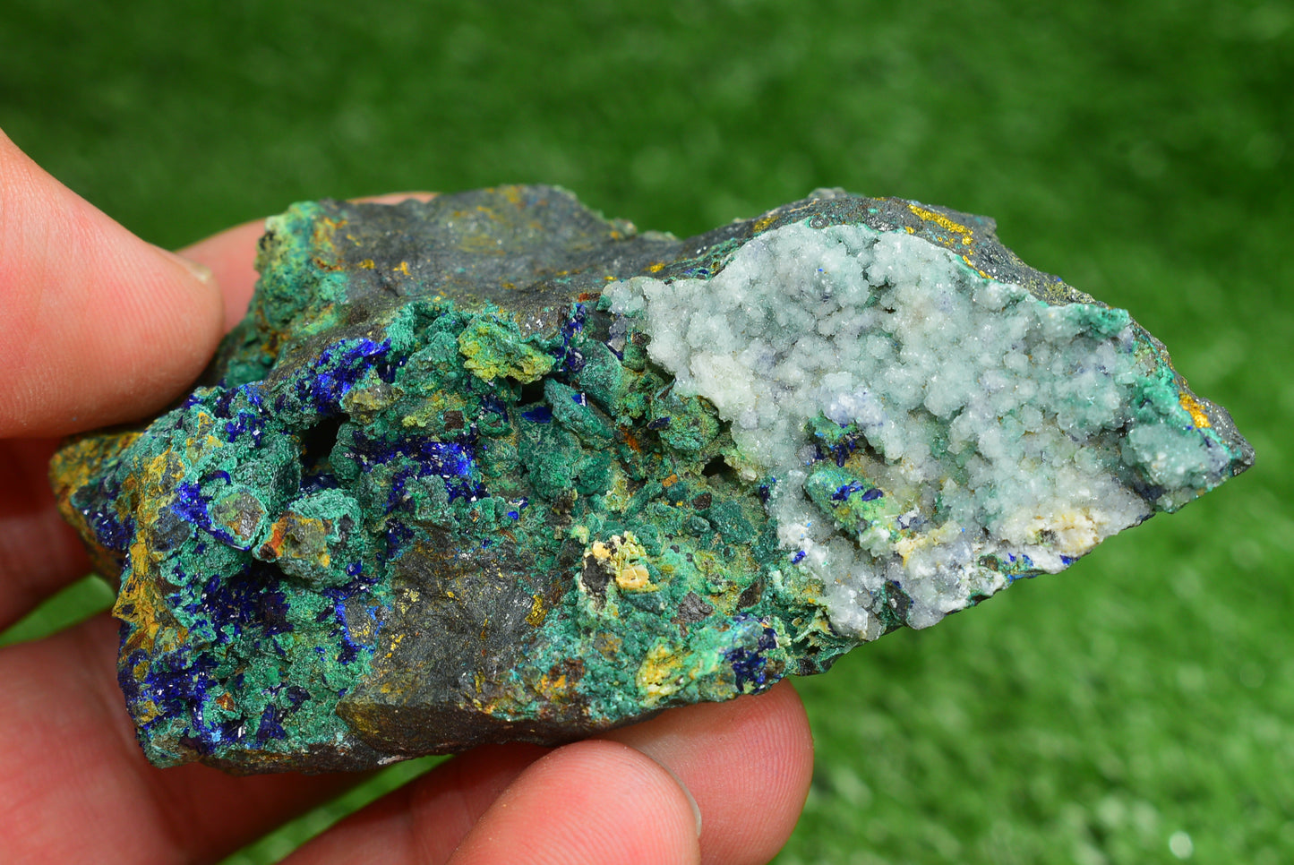 Azurite over Malachite Crystal from Morocco - Freeform Cluster Shape, Natural and Genuine - MeteoriteNwa.com