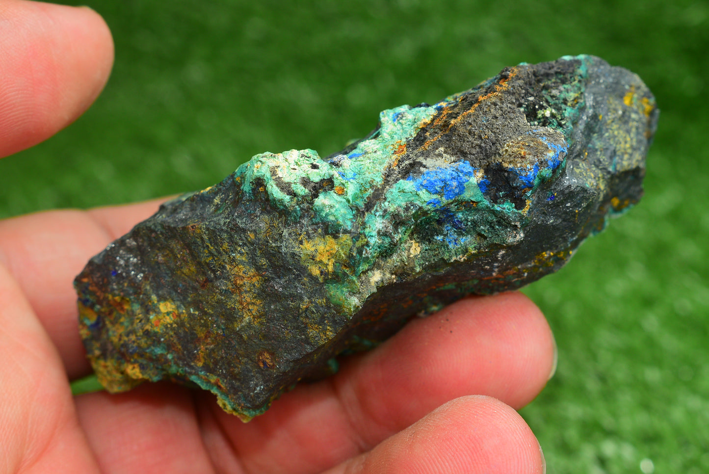 Azurite over Malachite Crystal from Morocco - Freeform Cluster Shape, Natural and Genuine - MeteoriteNwa.com