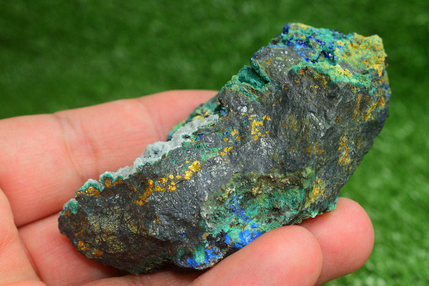 Azurite over Malachite Crystal from Morocco - Freeform Cluster Shape, Natural and Genuine - MeteoriteNwa.com