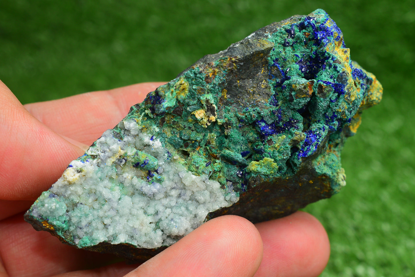 Azurite over Malachite Crystal from Morocco - Freeform Cluster Shape, Natural and Genuine - MeteoriteNwa.com