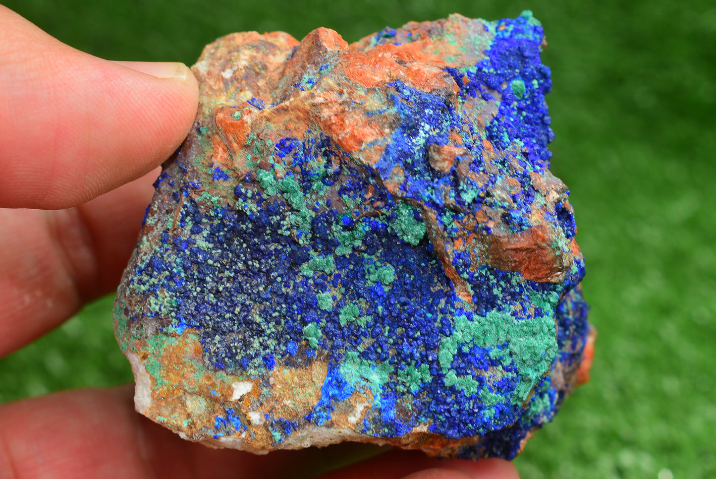 Azurite over Malachite Crystal from Morocco - Freeform Cluster Shape, Natural and Genuine - MeteoriteNwa.com