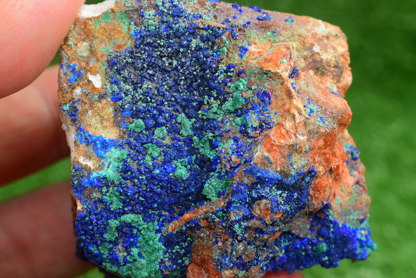 Azurite over Malachite Crystal from Morocco - Freeform Cluster Shape, Natural and Genuine - MeteoriteNwa.com