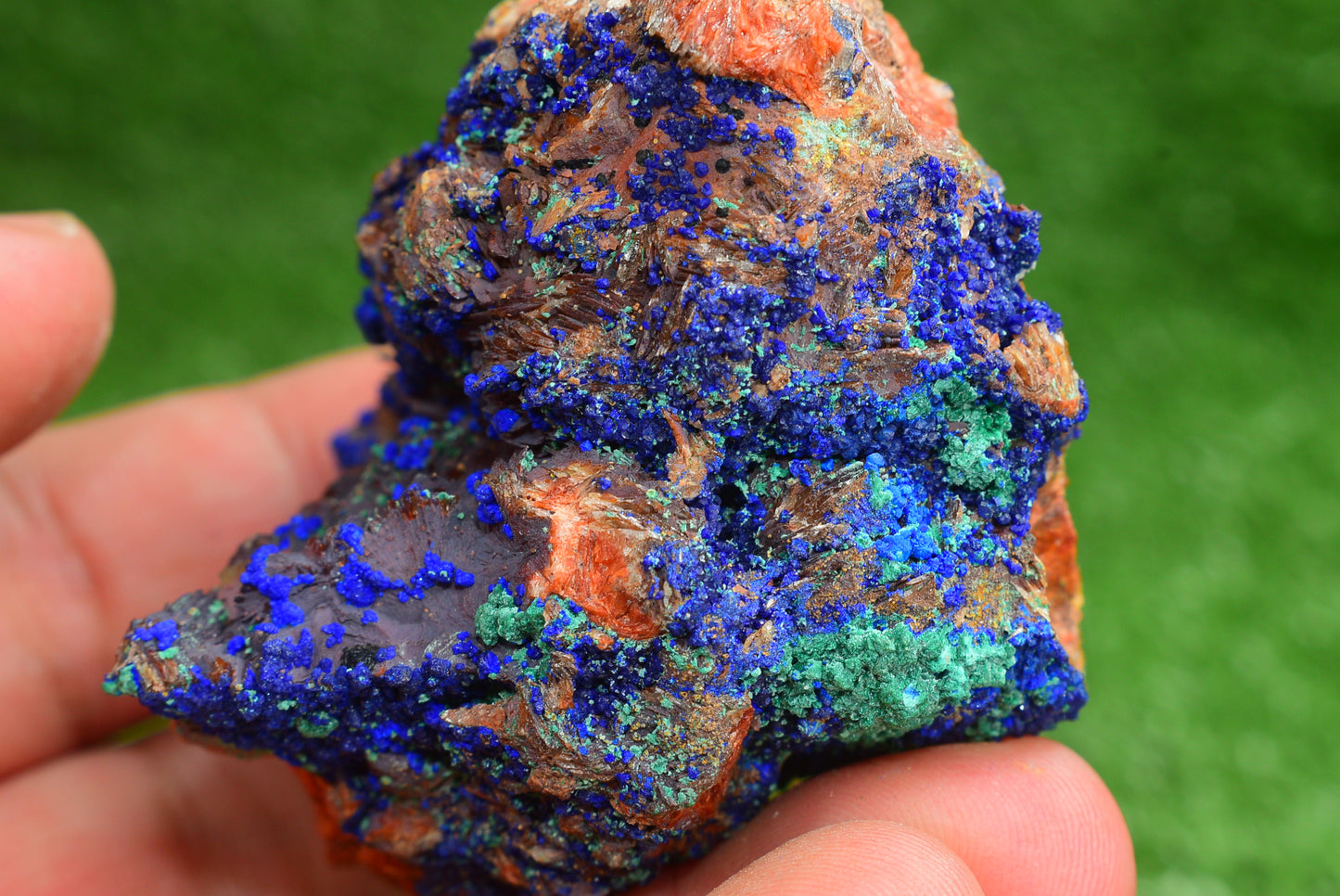 Azurite over Malachite Crystal from Morocco - Freeform Cluster Shape, Natural and Genuine - MeteoriteNwa.com
