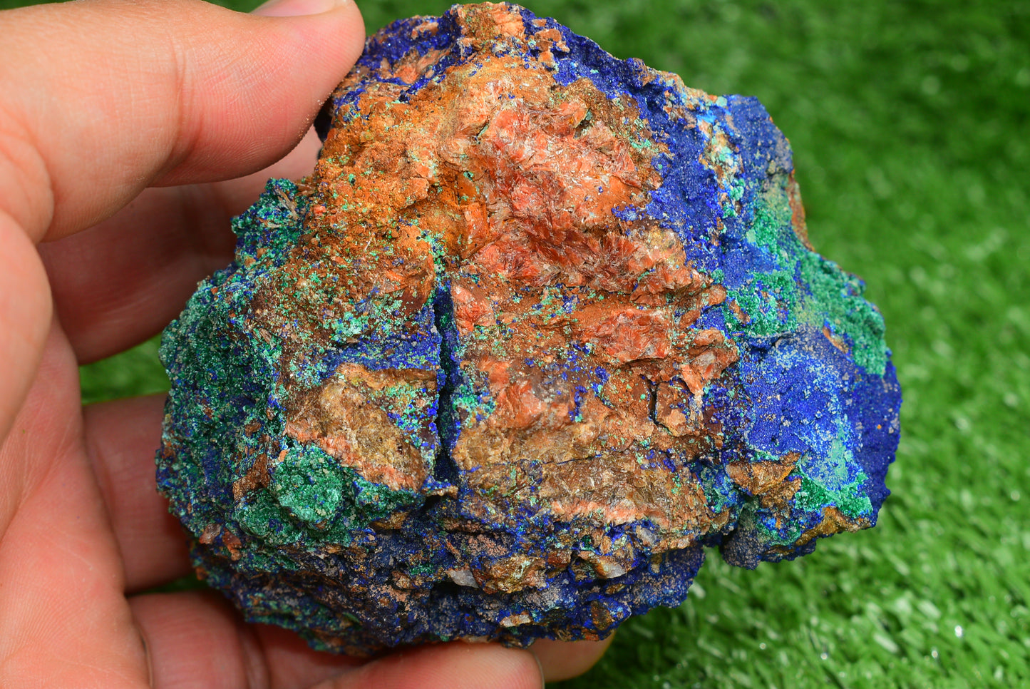Azurite over Malachite Crystal from Morocco - Freeform Cluster Shape, Natural and Genuine - MeteoriteNwa.com