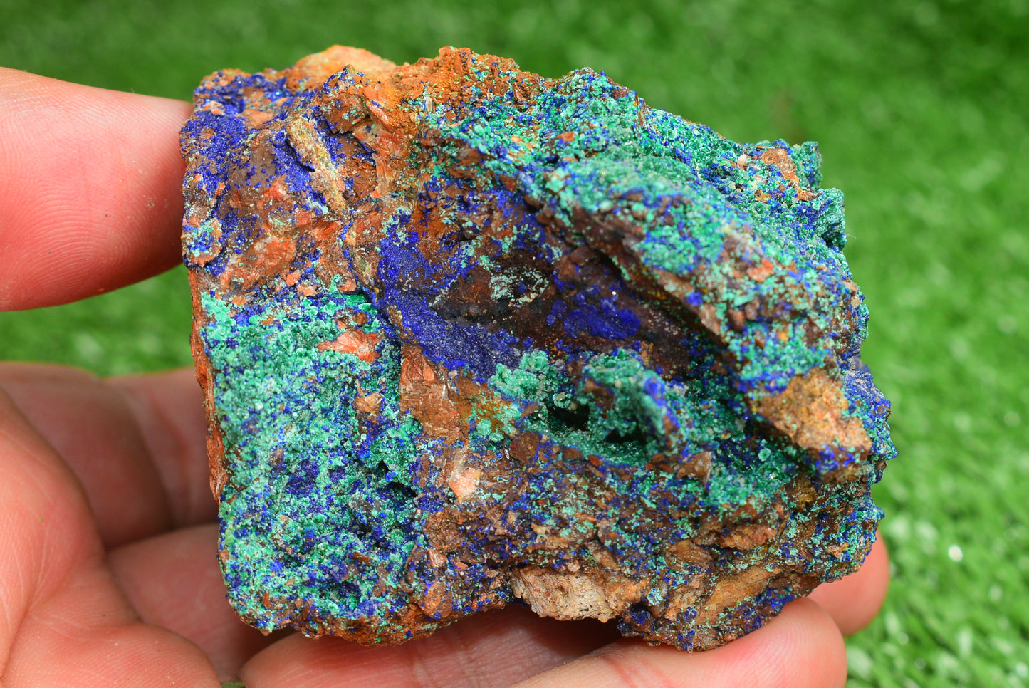 Azurite over Malachite Crystal from Morocco - Freeform Cluster Shape, Natural and Genuine - MeteoriteNwa.com
