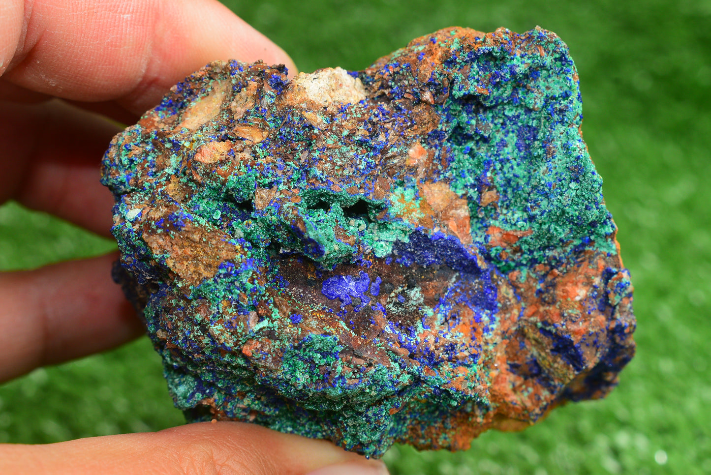 Azurite over Malachite Crystal from Morocco - Freeform Cluster Shape, Natural and Genuine - MeteoriteNwa.com