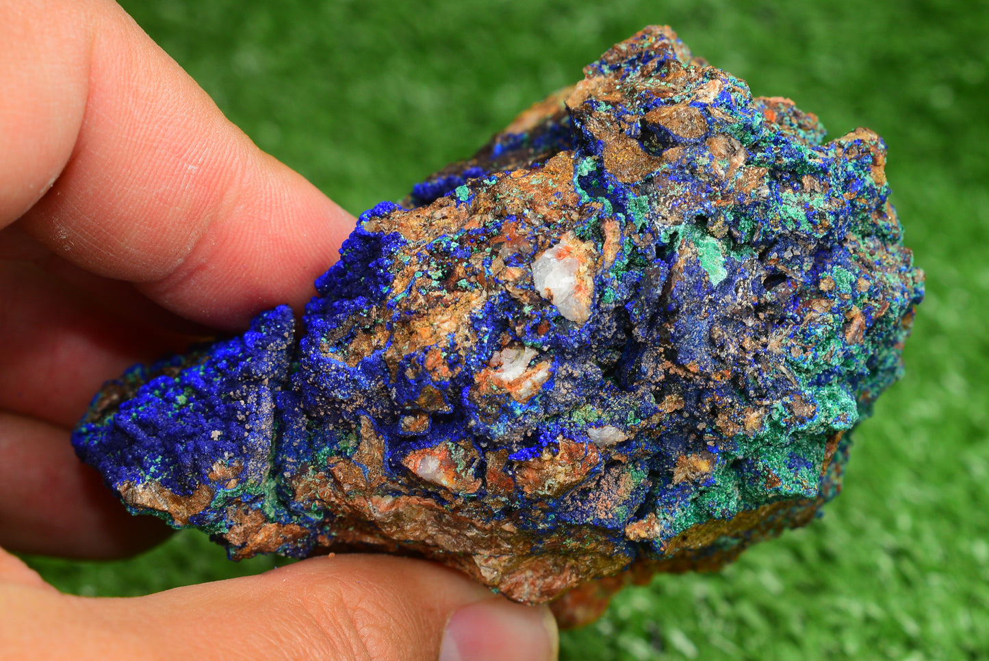 Azurite over Malachite Crystal from Morocco - Freeform Cluster Shape, Natural and Genuine - MeteoriteNwa.com