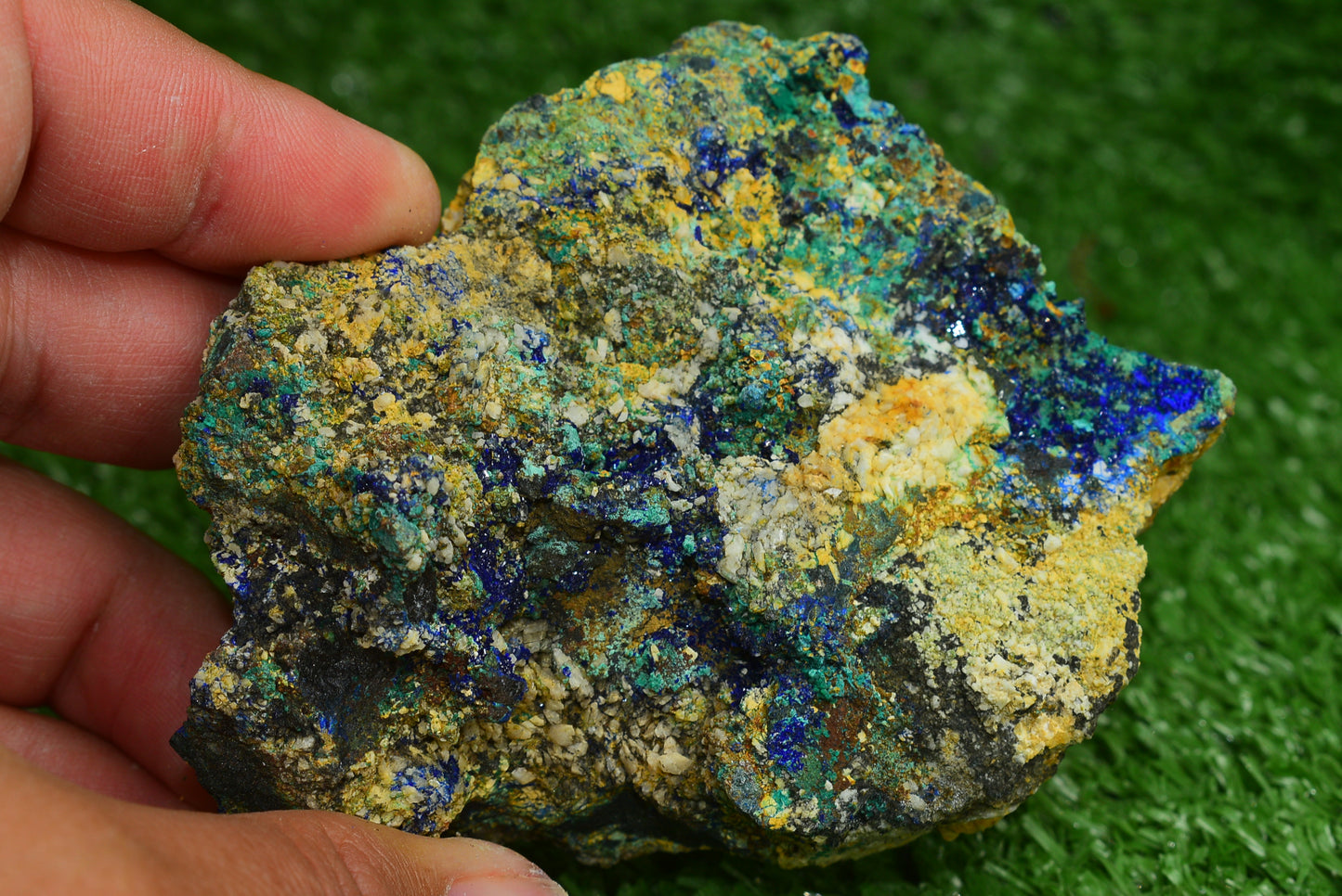 Azurite over Malachite Crystal from Morocco - Freeform Cluster Shape, Natural and Genuine - MeteoriteNwa.com