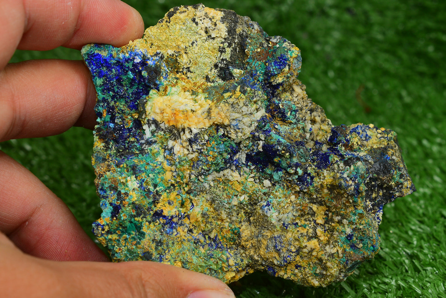Azurite over Malachite Crystal from Morocco - Freeform Cluster Shape, Natural and Genuine - MeteoriteNwa.com