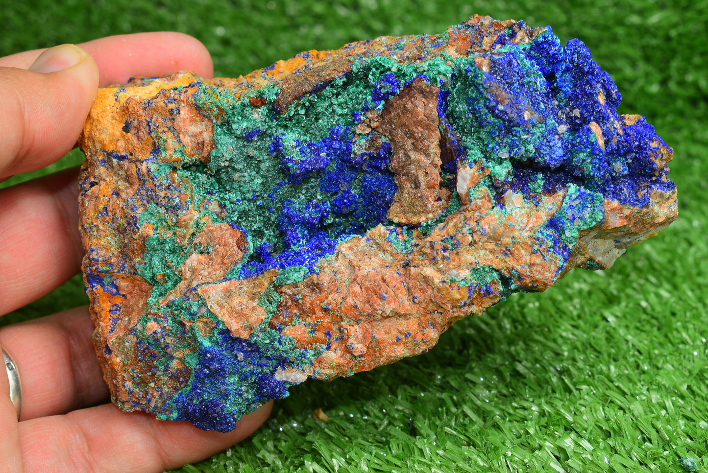 Azurite over Malachite Crystal from Morocco - Freeform Cluster Shape, Natural and Genuine - MeteoriteNwa.com