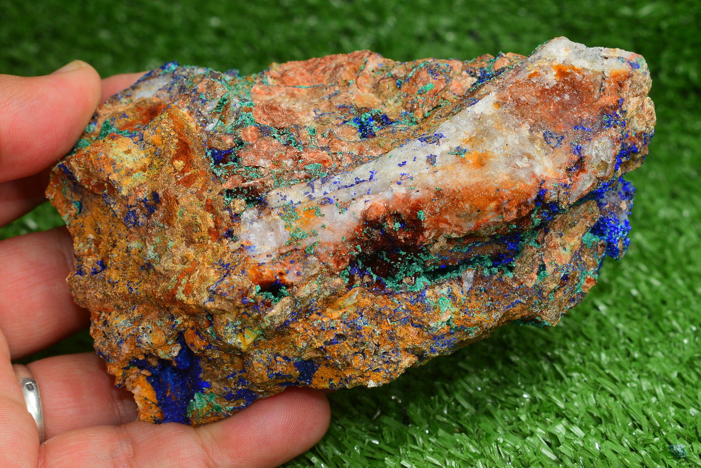 Azurite over Malachite Crystal from Morocco - Freeform Cluster Shape, Natural and Genuine - MeteoriteNwa.com