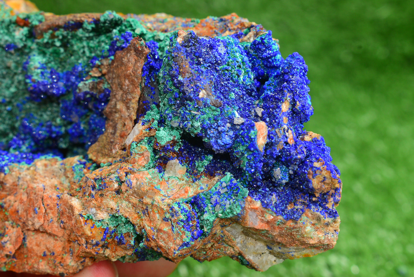 Azurite over Malachite Crystal from Morocco - Freeform Cluster Shape, Natural and Genuine - MeteoriteNwa.com