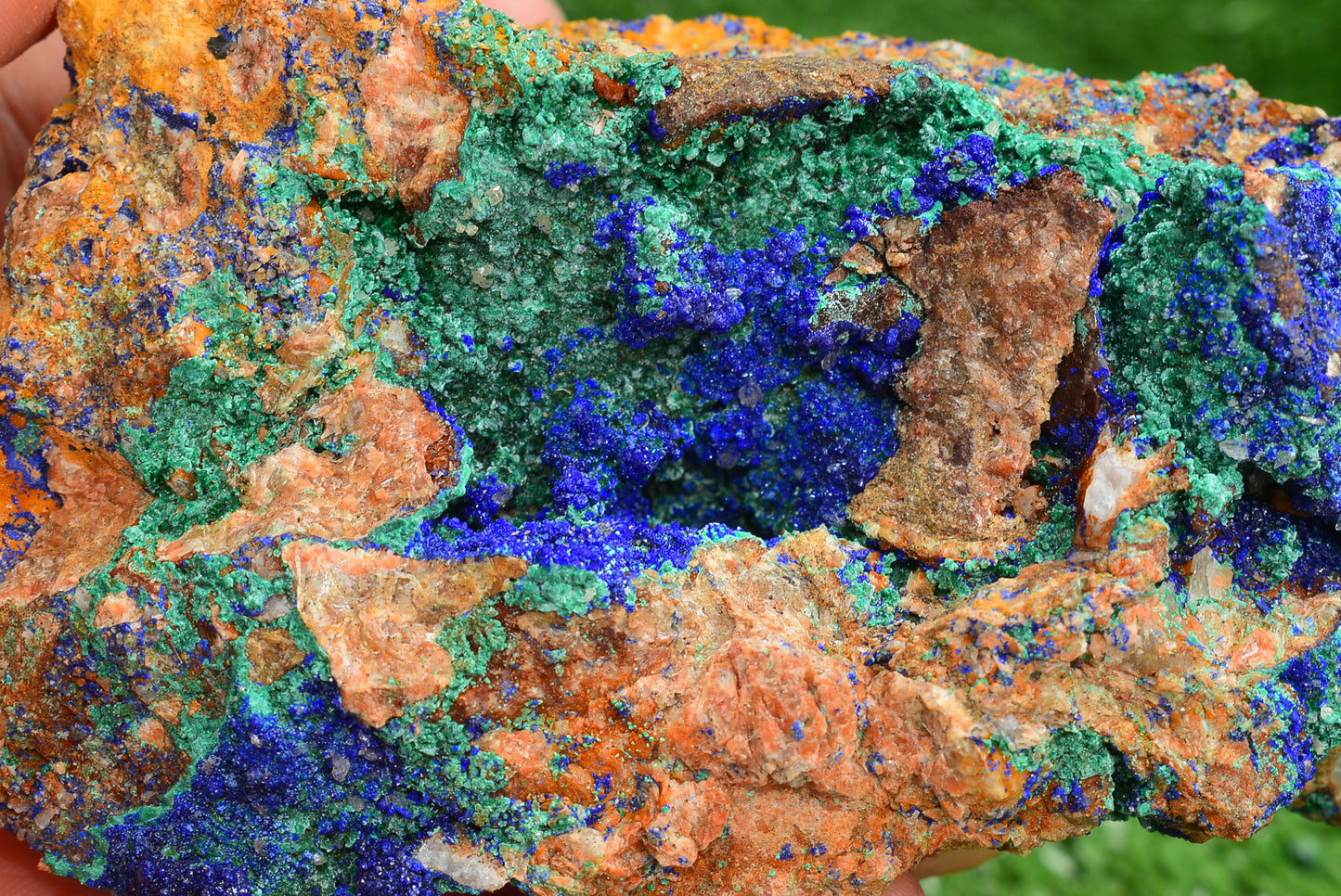 Azurite over Malachite Crystal from Morocco - Freeform Cluster Shape, Natural and Genuine - MeteoriteNwa.com