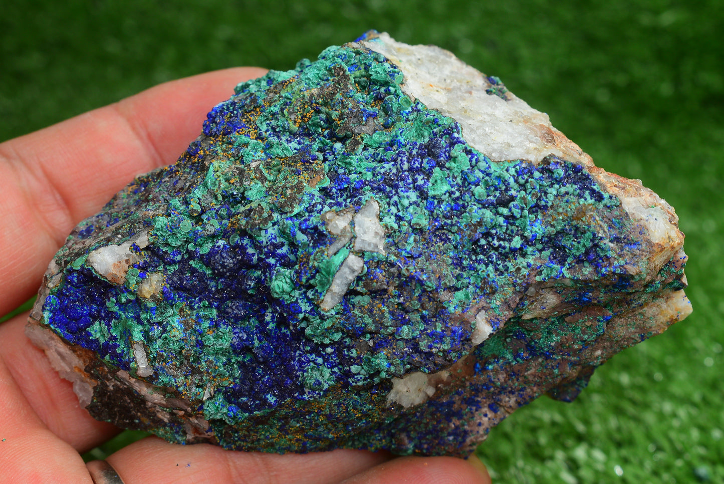 Azurite over Malachite Crystal from Morocco - Freeform Cluster Shape, Natural and Genuine - MeteoriteNwa.com