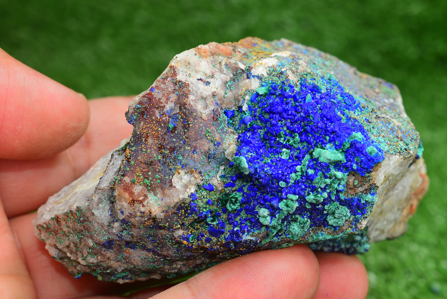 Azurite over Malachite Crystal from Morocco - Freeform Cluster Shape, Natural and Genuine - MeteoriteNwa.com