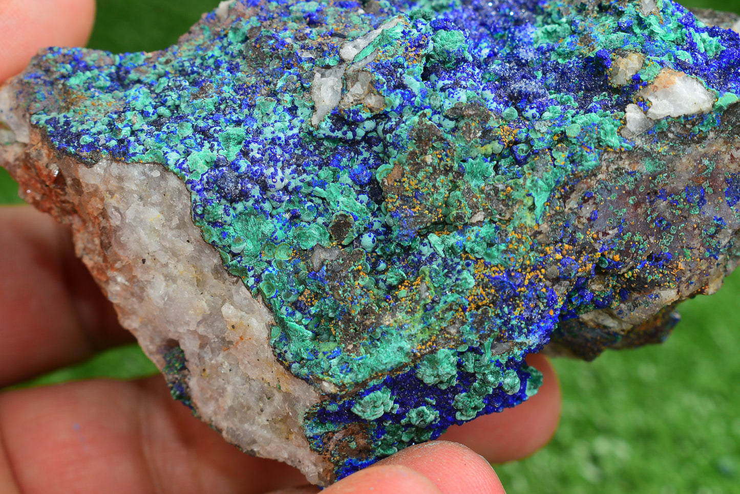 Azurite over Malachite Crystal from Morocco - Freeform Cluster Shape, Natural and Genuine - MeteoriteNwa.com