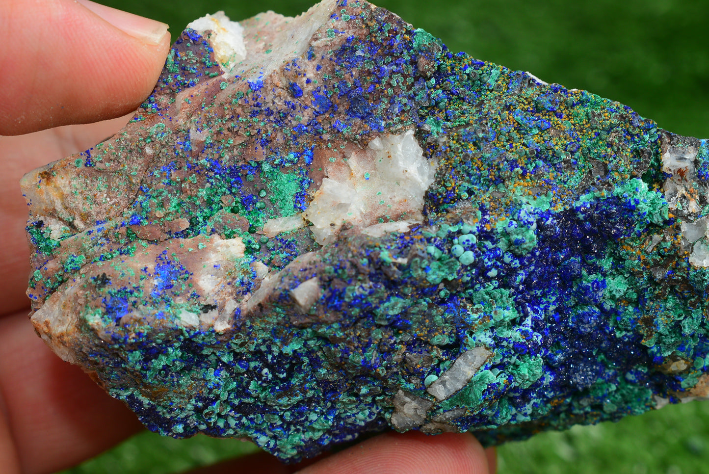 Azurite over Malachite Crystal from Morocco - Freeform Cluster Shape, Natural and Genuine - MeteoriteNwa.com